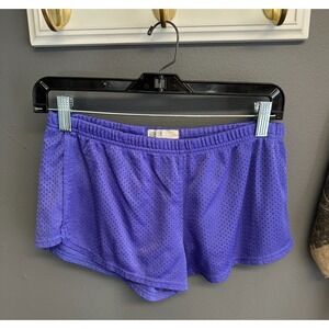 SOFFE Purple Mesh Shorts Juniors Sz Large Vintage Athletic Cheer Mini Y2K 90s